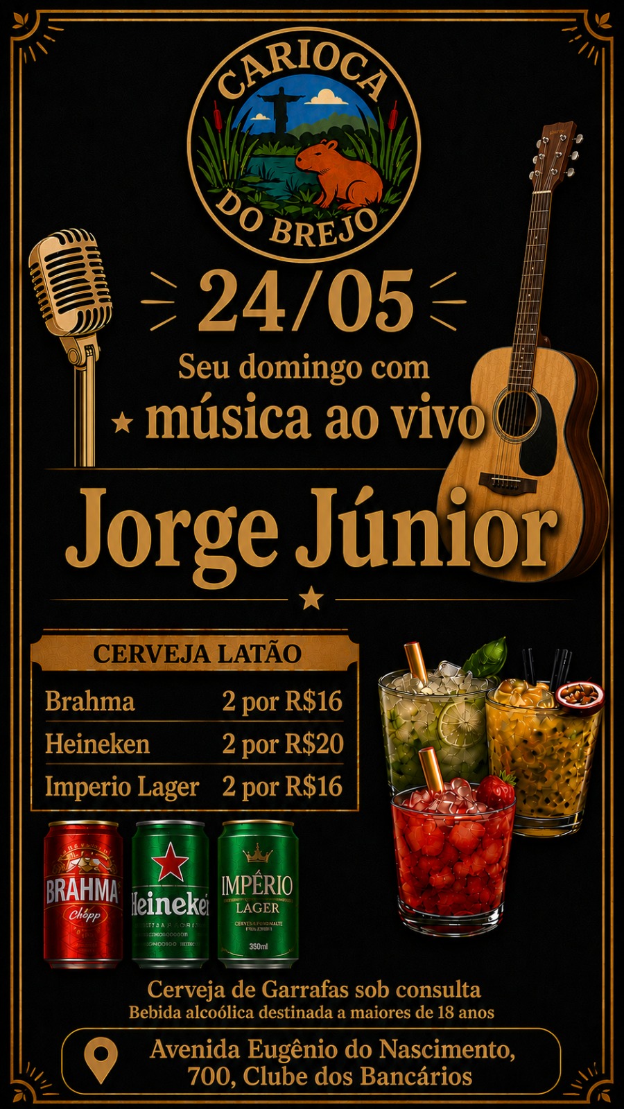 Jorge Junior esquenta o clima do domingo (24) no Clube dos Bancários