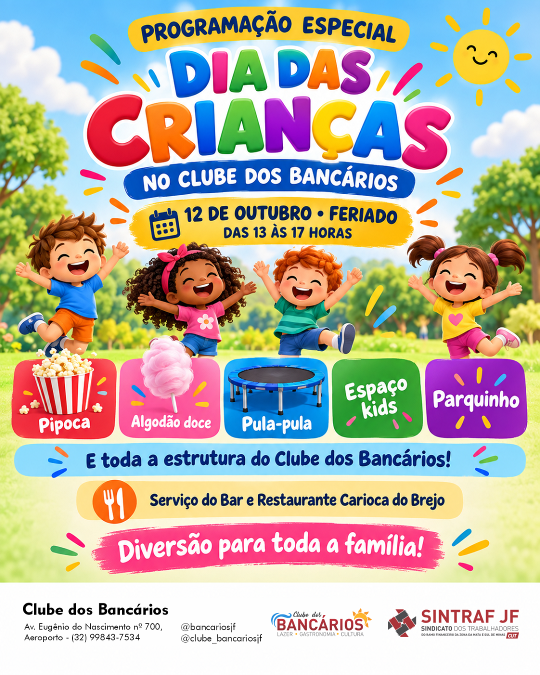 Dia das Crianças tem programação especial no Clube dos Bancários