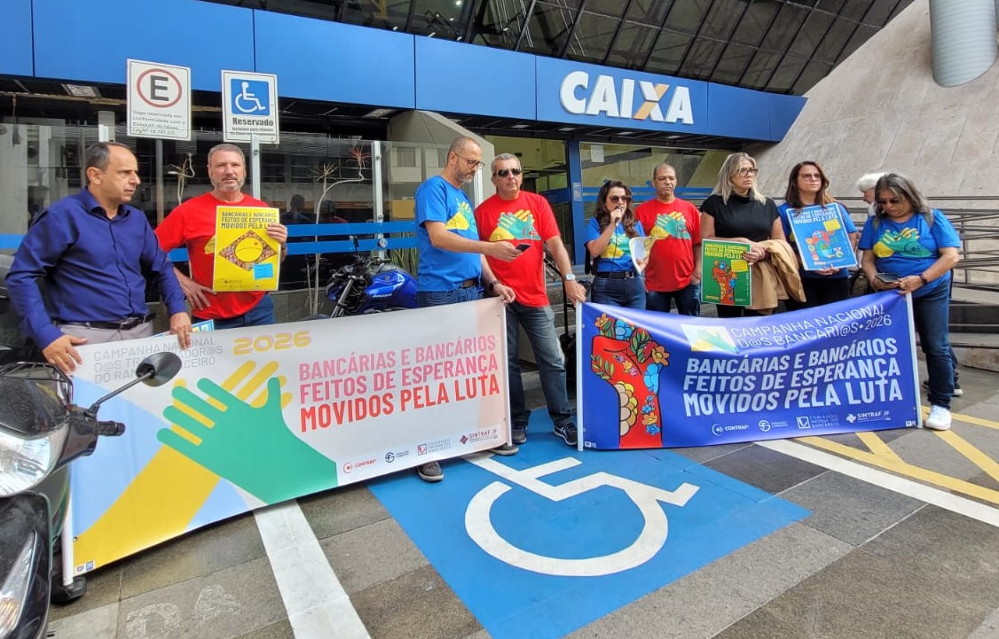 SINTRAF JF lança Campanha Nacional d@s Bancári@s 2026 nas ruas de Juiz de Fora